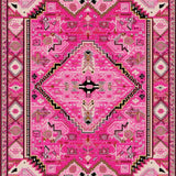 Ultra Soft Area Rug, Non Slip, Stain Resistant, Washable Area Rugs for Living Room, Bedroom, Preppy Textured Diamond Arrangement(Pink)