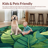 Ultra Soft Area Rug, Non Slip, Stain Resistant, Washable Area Rugs for Living Room, Bedroom, Vibrant Nature-Inspired Accent Design(Green)