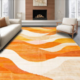 Ultra Soft Area Rug, Non Slip, Stain Resistant, Washable Area Rugs for Living Room, Bedroom, Elegant Swirling Fluidic Design(Orange)