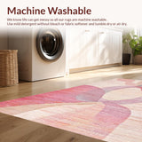 Ultra Soft Area Rug, Non Slip, Stain Resistant, Washable Area Rugs for Living Room, Bedroom, Chic Coquette Bow Motif Rug with Sculpted Curves and Playful Ribbon Accents(Pink)