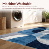 Ultra Soft Area Rug, Non Slip, Stain Resistant, Washable Area Rugs for Living Room, Bedroom, Serene Modernist Fluid Form Layout(Blue)