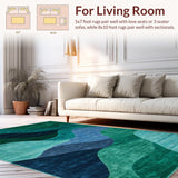 Ultra Soft Area Rug, Non Slip, Stain Resistant, Washable Area Rugs for Living Room, Bedroom, Bold Artistic Shape Play(Blue)