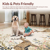Ultra Soft Area Rug, Non Slip, Stain Resistant, Washable Area Rugs for Living Room, Bedroom, Vibrant Botanical Animal Print(Beige)