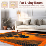 Ultra Soft Area Rug, Non Slip, Stain Resistant, Washable Area Rugs for Living Room, Bedroom, Striking Orange Graphic Aesthetic(Orange)