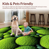 Ultra Soft Area Rug, Non Slip, Stain Resistant, Washable Area Rugs for Living Room, Bedroom, Colorful Spring Moss Playroom Washable Carpet(Green)