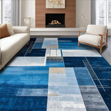 Ultra Soft Area Rug, Non Slip, Stain Resistant, Washable Area Rugs for Living Room, Bedroom, Rustic Coastal Marbled Design Element(Blue)
