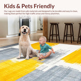 Ultra Soft Area Rug, Non Slip, Stain Resistant, Washable Area Rugs for Living Room, Bedroom, Transitional Rustic Patterned Elegance(Yellow)