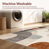 Ultra Soft Area Rug, Non Slip, Stain Resistant, Washable Area Rugs for Living Room, Bedroom, Chic Abstract Earthy Hues(Beige)