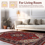 Ultra Soft Area Rug, Non Slip, Stain Resistant, Washable Area Rugs for Living Room, Bedroom, Transitional Bold Diamond Texture(Red)