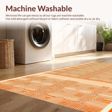 Ultra Soft Area Rug, Non Slip, Stain Resistant, Washable Area Rugs for Living Room, Bedroom, Striking Warm Tones Medallion Layout(Orange)