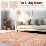 Ultra Soft Area Rug, Non Slip, Stain Resistant, Washable Area Rugs for Living Room, Bedroom, Rustic Warm Toned Pattern(Pink)