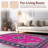 Ultra Soft Area Rug, Non Slip, Stain Resistant, Washable Area Rugs for Living Room, Bedroom, Sophisticated Minimalist Linear Arrangement(Pink)