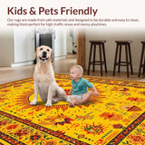 Ultra Soft Area Rug, Non Slip, Stain Resistant, Washable Area Rugs for Living Room, Bedroom, Sunny Spiraled Harmony Aesthetic(Gold)