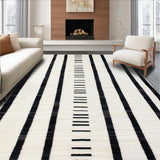 Ultra Soft Area Rug, Non Slip, Stain Resistant, Washable Area Rugs for Living Room, Bedroom, Chic Striped Minimalist Aesthetic(Black)