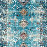 Ultra Soft Area Rug, Non Slip, Stain Resistant, Washable Area Rugs for Living Room, Bedroom, Rustic Geometric Earthy Tones(Blue)