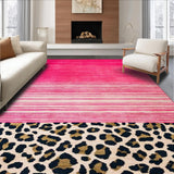 Ultra Soft Area Rug, Non Slip, Stain Resistant, Washable Area Rugs for Living Room, Bedroom, Playful Shag Leopard Statement Piece(Pink)
