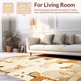 Ultra Soft Area Rug, Non Slip, Stain Resistant, Washable Area Rugs for Living Room, Bedroom, Vibrant Animal Print Motif(Beige)