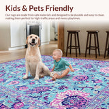 Ultra Soft Area Rug, Non Slip, Stain Resistant, Washable Area Rugs for Living Room, Bedroom, Chic Retro Honeycomb Aesthetic(Blue)