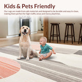 Ultra Soft Area Rug, Non Slip, Stain Resistant, Washable Area Rugs for Living Room, Bedroom, Subtle Striped Abstract Area Non Slip(Gray)