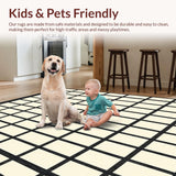 Ultra Soft Area Rug, Non Slip, Stain Resistant, Washable Area Rugs for Living Room, Bedroom, Minimalist Cross Patterned Featuring Muted Beige and Bold Black Accents(Beige)
