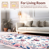 Ultra Soft Area Rug, Non Slip, Stain Resistant, Washable Area Rugs for Living Room, Bedroom, Lively Butterfly-Themed Cozy Appeal(Pink)
