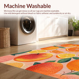 Ultra Soft Area Rug, Non Slip, Stain Resistant, Washable Area Rugs for Living Room, Bedroom, Blush Fruit Design Area Rug Bright Orange Green Carpet(Orange)