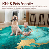Ultra Soft Area Rug, Non Slip, Stain Resistant, Washable Area Rugs for Living Room, Bedroom, Sophisticated Turquoise Luxe Pattern(Green)