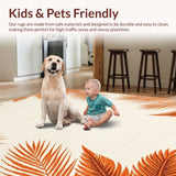 Ultra Soft Area Rug, Non Slip, Stain Resistant, Washable Area Rugs for Living Room, Bedroom, Bright Tropical Escape Theme(Orange)