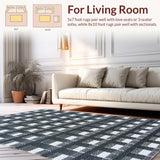 Ultra Soft Area Rug, Non Slip, Stain Resistant, Washable Area Rugs for Living Room, Bedroom, Geometric Checkered Entryway Stain-Resistant Carpet(Gray)