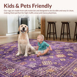 Ultra Soft Area Rug, Non Slip, Stain Resistant, Washable Area Rugs for Living Room, Bedroom, Contemporary Textured Color Burst(Purple)