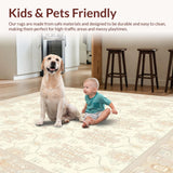 Ultra Soft Area Rug, Non Slip, Stain Resistant, Washable Area Rugs for Living Room, Bedroom, Elegant Neutral with Textured Floral(Beige)