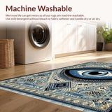 Ultra Soft Area Rug, Non Slip, Stain Resistant, Washable Area Rugs for Living Room, Bedroom, Evil Eye Ethnic Motif Accent(Blue)