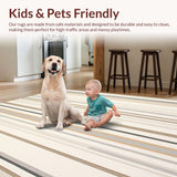 Ultra Soft Area Rug, Non Slip, Stain Resistant, Washable Area Rugs for Living Room, Bedroom, Door Mat with Minimalist Striped Design for Back Doors(Beige)