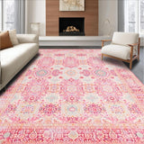 Ultra Soft Area Rug, Non Slip, Stain Resistant, Washable Area Rugs for Living Room, Bedroom, Lush Transitional Petal Arrangement(Pink)