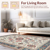 Ultra Soft Area Rug, Non Slip, Stain Resistant, Washable Area Rugs for Living Room, Bedroom, Rustic Neutral Abstract Elements(Beige)