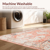 Ultra Soft Area Rug, Non Slip, Stain Resistant, Washable Area Rugs for Living Room, Bedroom, Whimsical Peach Blossom Style(Orange)