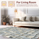 Ultra Soft Area Rug, Non Slip, Stain Resistant, Washable Area Rugs for Living Room, Bedroom, Elegant Pebble Grey Beige Bathroom Runner(Gray)