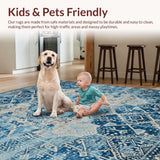 Ultra Soft Area Rug, Non Slip, Stain Resistant, Washable Area Rugs for Living Room, Bedroom, Chic Abstract Diamond Pattern(Blue)