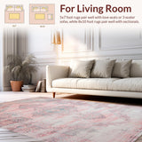 Ultra Soft Area Rug, Non Slip, Stain Resistant, Washable Area Rugs for Living Room, Bedroom, Cozy Textured Ogee Layout(Pink)
