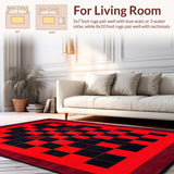 Ultra Soft Area Rug, Non Slip, Stain Resistant, Washable Area Rugs for Living Room, Bedroom, Dynamic Minimalist Patterned Surface(Red)
