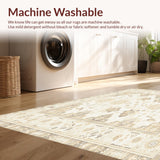 Ultra Soft Area Rug, Non Slip, Stain Resistant, Washable Area Rugs for Living Room, Bedroom, Boho Chic Area Geometric Floral Entryway(Beige)
