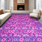 Ultra Soft Area Rug, Non Slip, Stain Resistant, Washable Area Rugs for Living Room, Bedroom, Sophisticated Purple and Blue Floral Blend(Pink)