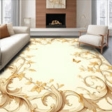 Botanical Scrollwork Area with Elegant Leafy Vines and Baroque Flourishes(Beige)