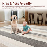 Contemporary Striped Area Runner With Distressed Beige and Slate Accents(Beige)