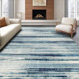 Ultra Soft Area Rug, Non Slip, Stain Resistant, Washable Area Rugs for Living Room, Bedroom, Coastal Breeze Abstract Carpet: Serene Grey-Blue Striped Design for Entryway(Blue)
