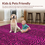 Ultra Soft Area Rug, Non Slip, Stain Resistant, Washable Area Rugs for Living Room, Bedroom, Bold Pink and Black Design(Pink)