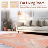 Ultra Soft Area Rug, Non Slip, Stain Resistant, Washable Area Rugs for Living Room, Bedroom, Vibrant Abstract Geometric Harmony(Pink)
