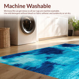 Ultra Soft Area Rug, Non Slip, Stain Resistant, Washable Area Rugs for Living Room, Bedroom, Tie-Dyed Dark Blue Shag Rug for Modern Living Rooms(Blue)