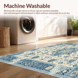 Beige Blue Area Vintage Farmhouse(Beige)