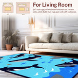 Ultra Soft Area Rug, Non Slip, Stain Resistant, Washable Area Rugs for Living Room, Bedroom, Playful Nautical Creature Design(Blue)